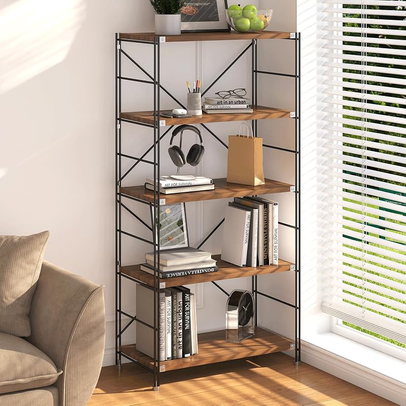 5 tier bookshelf 67 inch