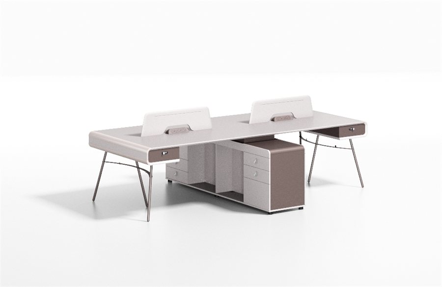 four-person cluster white and walnut